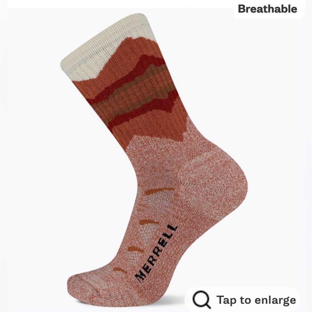 Moab Hiking Crew Socks in Burnt Orange Size S/M Small Medium Fits Womens 5-9.5